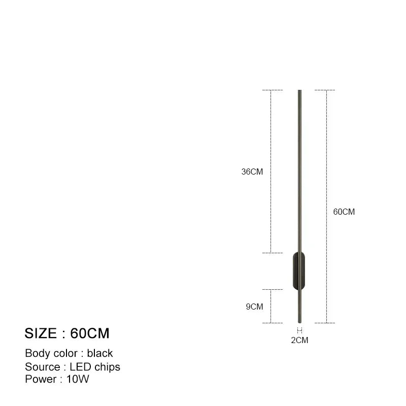 DecorBites™ Black LED Wall Lights - Modern Straight Line for Bedroom, Living Room, Kitchen Décor