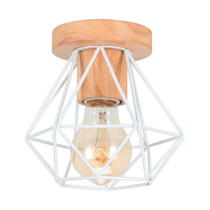 DecorBites™ Iron Wood E27 Ceiling Light: Modern Nordic Mini Lamp for Living Room and Bedroom