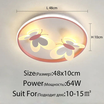 DecorBites™ Butterfly Pink Ceiling Light for Kids Room & Study, Creative Decorative Lamp