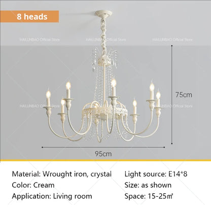 DecorBites™ French Light Luxury Living Room Chandelier American Atmosphere Candle Lamp