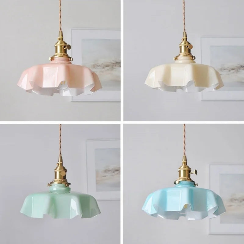 DecorBites™ Blue Flower Glass LED Ceiling Light | Nordic Modern Flush Mount Lamp
