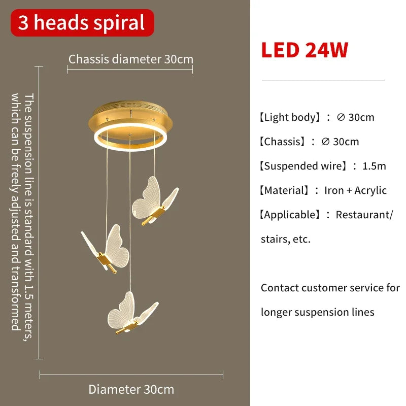 DecorBites™ Butterfly LED Chandelier for Villa Duplex Living Room Decoration