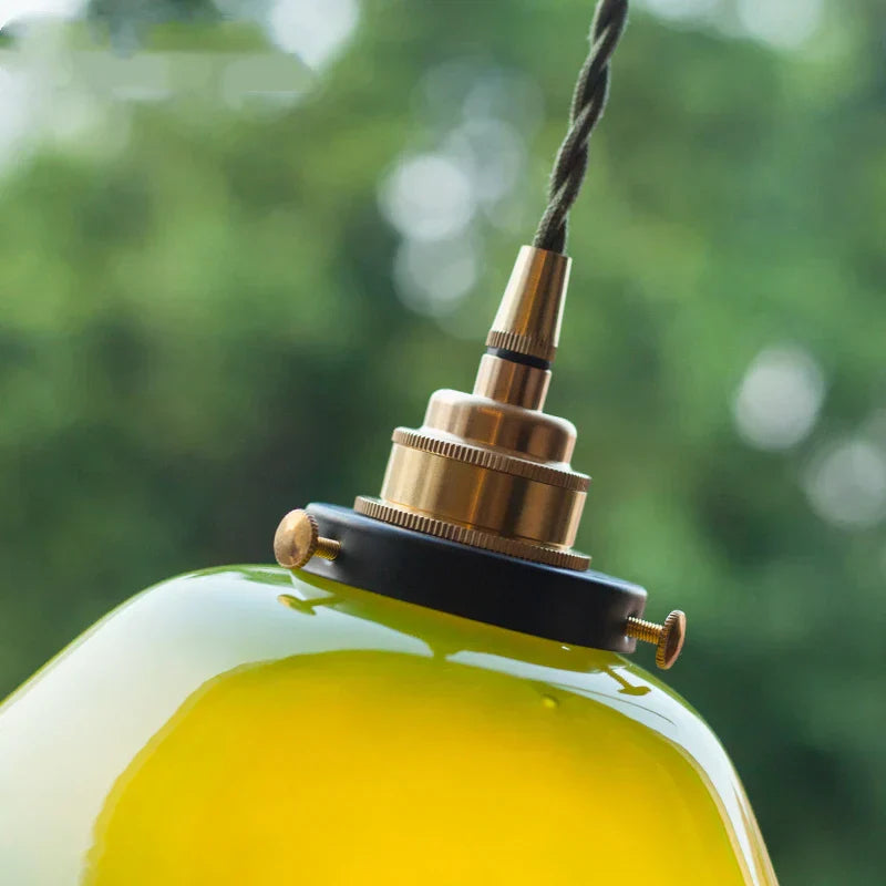 ™ Green Glass LED Pendant Light for Home, Restaurant, Bar, and Loft Style Decor.