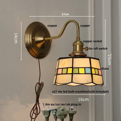 DecorBites™ Blue Glass Copper LED Wall Light Fixture Stair Bar Restaurant Bedroom E27