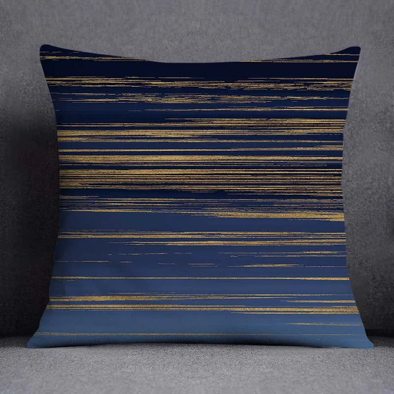DecorBites™ Blue Geometric Floral Design Pillowcase - Modern Home Decor Cushion Cover