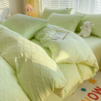 DecorBites™ Fresh Bubble Yarn Fabric Bedding Set - Soft, Breathable Duvet Cover with Sheet