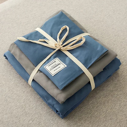 DecorBites™ Japanese Grid Print Bed Set in Washed Cotton for Summer Comfort