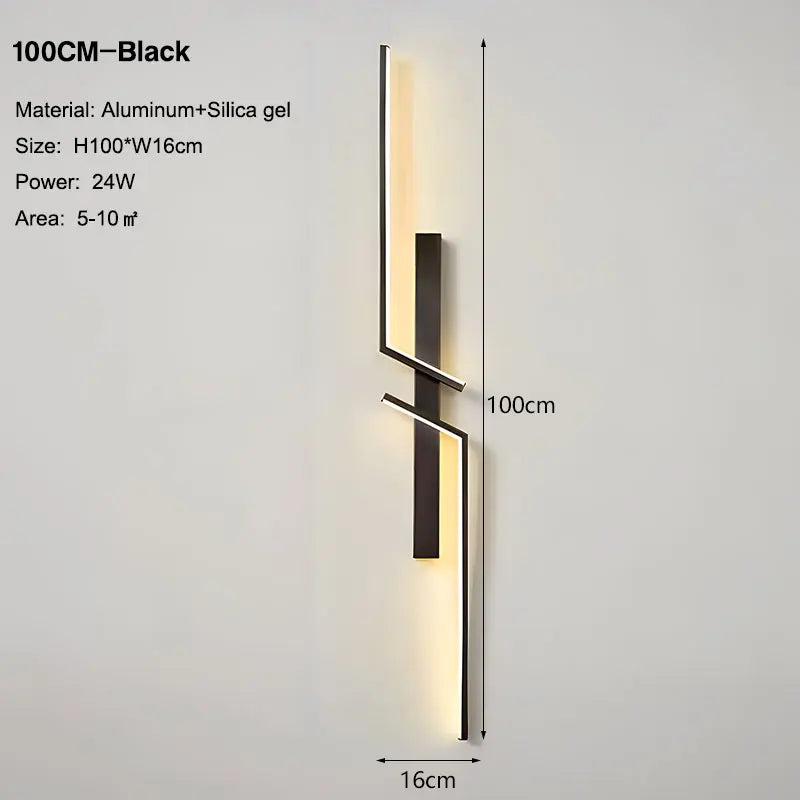 DecorBites™ Black Gold LED Wall Lights: Modern Wall Sconce for TV Background, Bedroom, Stairs