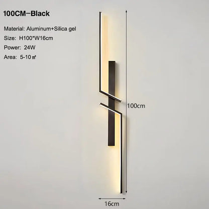 DecorBites™ Black Gold LED Wall Lights: Modern Wall Sconce for TV Background, Bedroom, Stairs