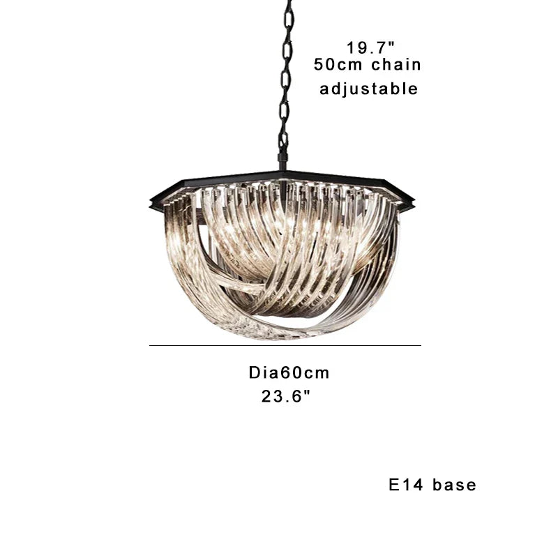 DecorBites™ Black Stainless Steel Crystal Glass Ceiling Chandelier - LED Dimmable Luxury Nordic Light