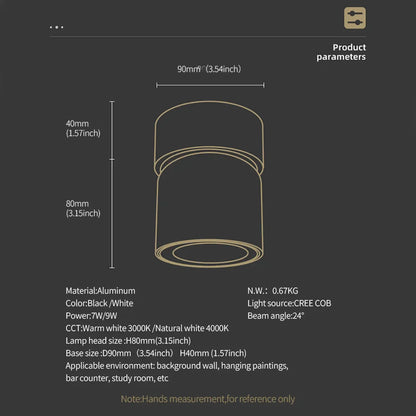 DecorBites™ 9W COB LED Ceiling Spotlight 360° Rotation Modern Surface Mounted Lamp