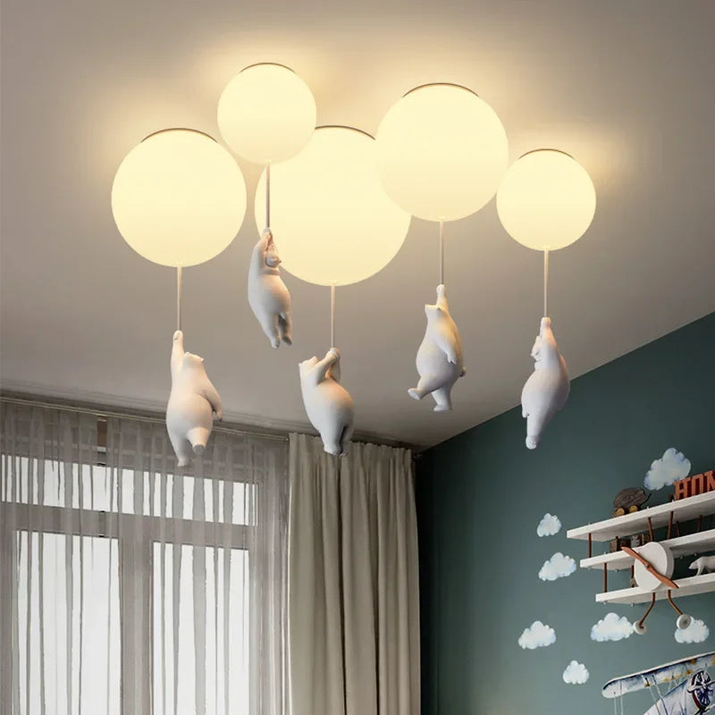 ™ Kids Bear LED Ceiling Chandelier, Cute Bedroom Pendant Light for Boys and Girls