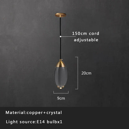 DecorBites™ Crystal Copper Pendant Lights Gold Home Decor Glass Hanging Lamp