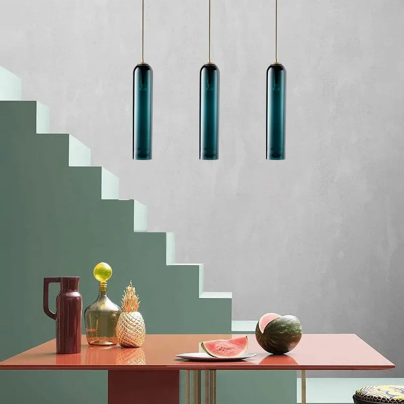 DecorBites™ LED Green Glass Pendant Lamp for Kitchen Bar Decor - Hanging Chandeliers Lighting