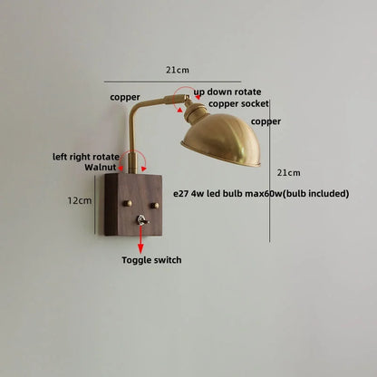 DecorBites™ Ceramic LED Wall Light Fixture White Copper Walnut Ash Bedside Lamp