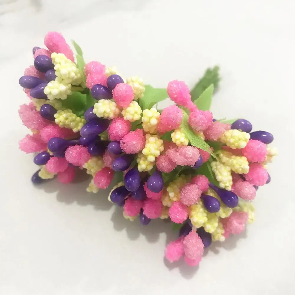 DecorBites™ 200pcs Mixed Rose Red Flower Cherry Stamen Berries Bundle for DIY Decor