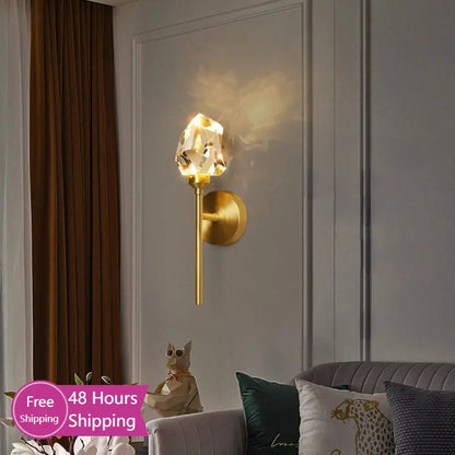 DecorBites™ Crystal Gold LED Wall Sconce for Bedroom Living Room Hotel Hallway