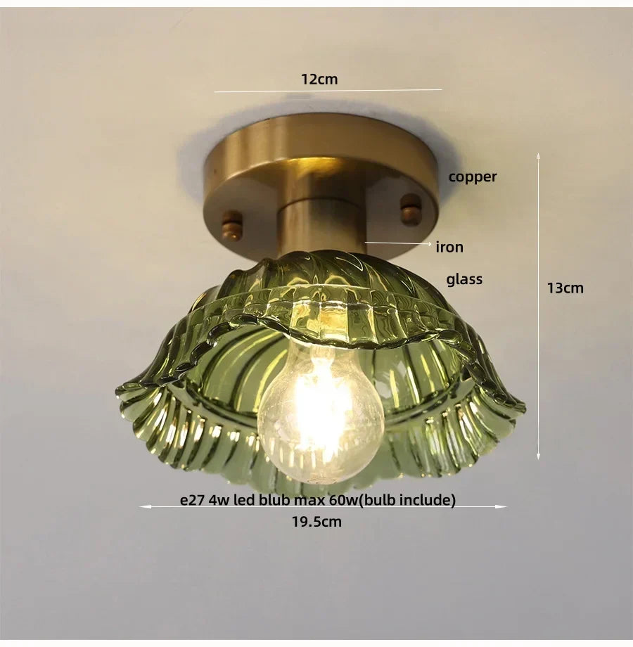DecorBites™ Blue Flower Glass LED Ceiling Light | Nordic Modern Flush Mount Lamp