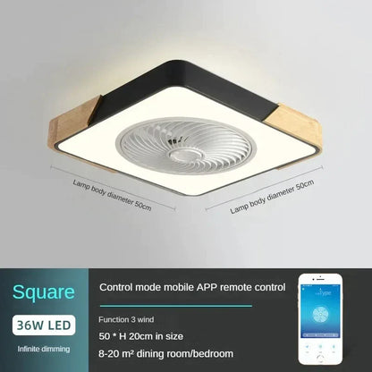 DecorBites™ Low Profile Wood Ceiling Fan Light with Remote Control LED Indoor Air Circulator