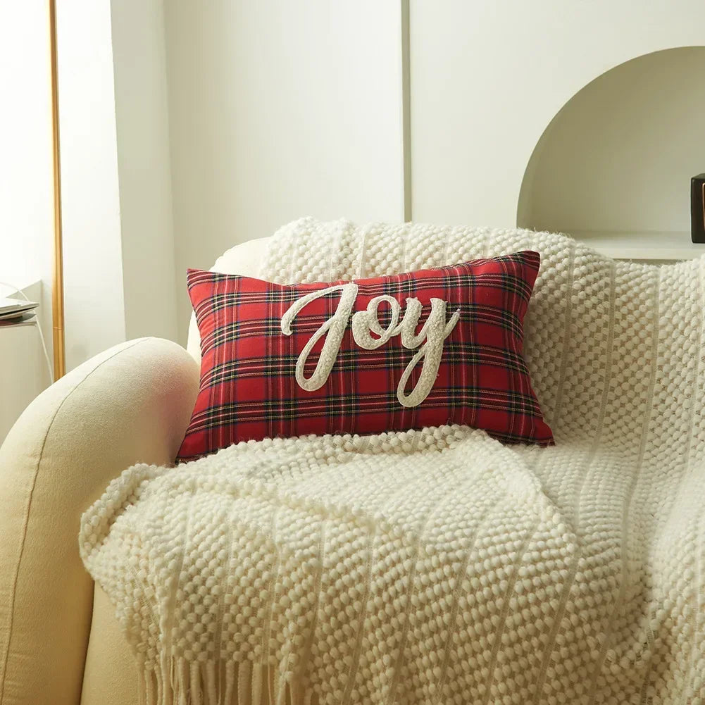 DecorBites™ Christmas Plaid Print Pillow Case Set - Festive Holiday Home Decor
