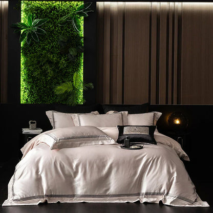 DecorBites™ Luxe Champagne Bedding Set in Silky Egyptian Cotton - Queen King Sizes