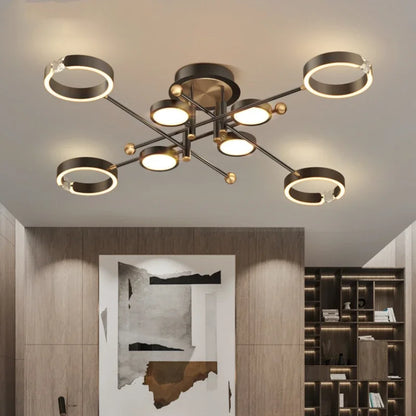 DecorBites™ Gold Plated Chandelier with Remote Control, Crystals Decoration for Living Room