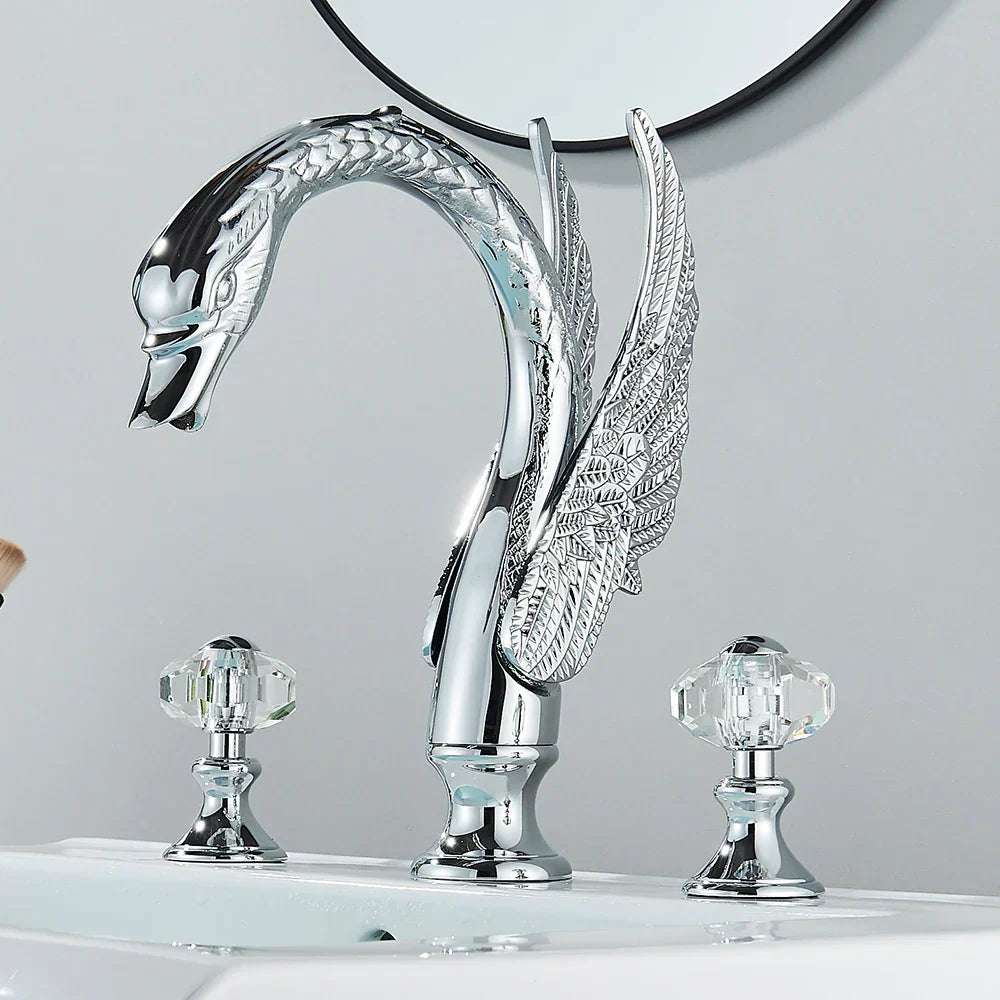 ™ Golden Swan Crystal Dual Handle Basin Tap