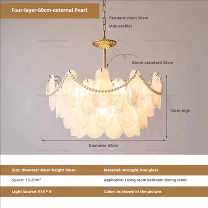 DecorBites™ French Chandelier Garden Light with K9 Crystal | Elegant Pearl Shell Design