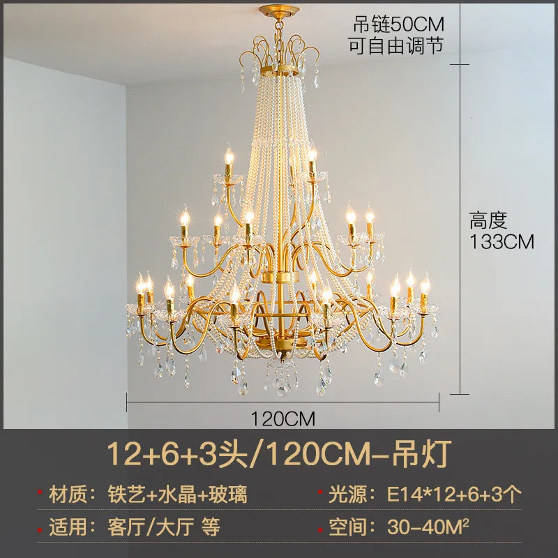 DecorBites™ French Pearl Chandelier, Elegant Retro Design for Luxurious Living Spaces