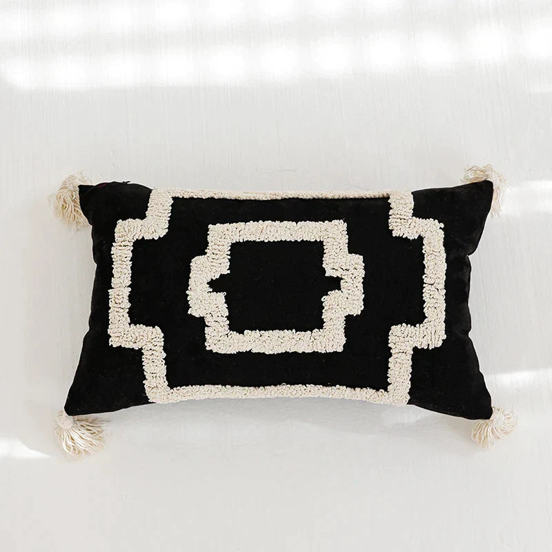 DecorBites™ Boho Tufted Pillow Cover with Tassels - 45x45cm Square for Home Décor