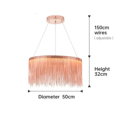 DecorBites™ LED Aluminum Tassel Chandelier: Modern Waterfall Pendant Light for Living Room, Hotel, Hall