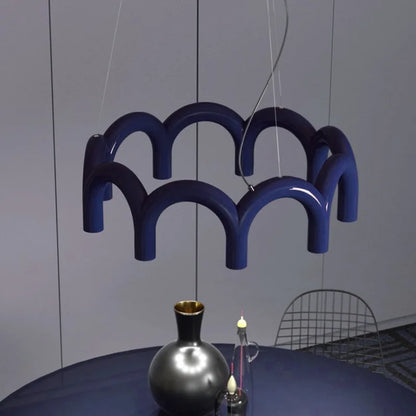 DecorBites™ Blue Metal Arch Chandelier Pendant Light - Modern Design for Home Décor