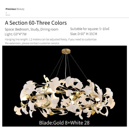 DecorBites™ Ginkgo Biloba Chandelier: Elegant Duplex Living Room Hotel Lobby Pendant Light