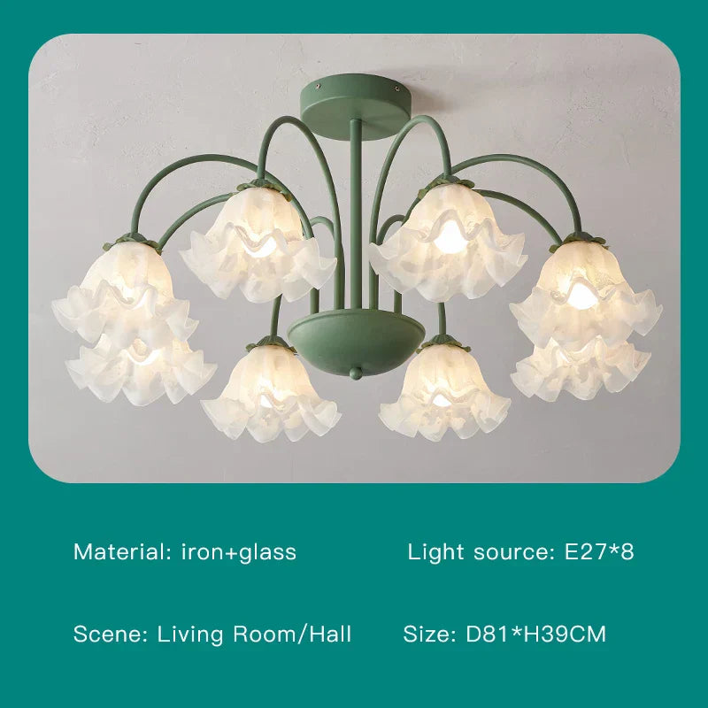 DecorBites™ 2024 Modern Green White Chandelier Ceiling Hanging Lamp for Living Room Dining Bedroom