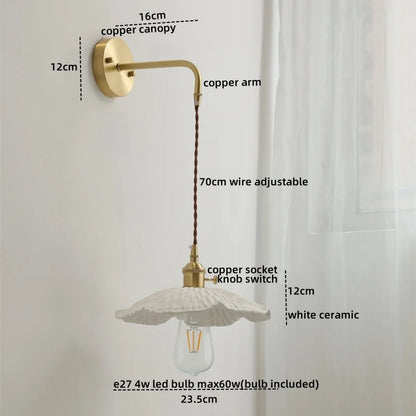 DecorBites™ Ceramic Copper LED Wall Lamp with Pull Chain Switch for Modern Style Interiors