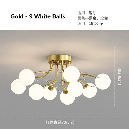 DecorBites™ Glass Bubble Ball LED Ceiling Light in Black Gold Crystal for Bedroom & Living Room