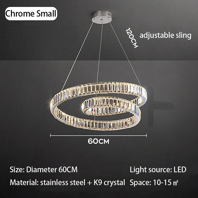 DecorBites™ Crystal Chandelier LED Light Fixture, Luxury Decor Hanging Lamp, Modern Home Lighting