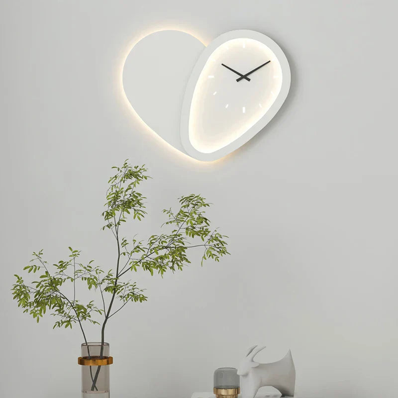 DecorBites™ Love Shaped Clock Wall Lamp Sconce Dimmable Indoor Bedroom Lighting