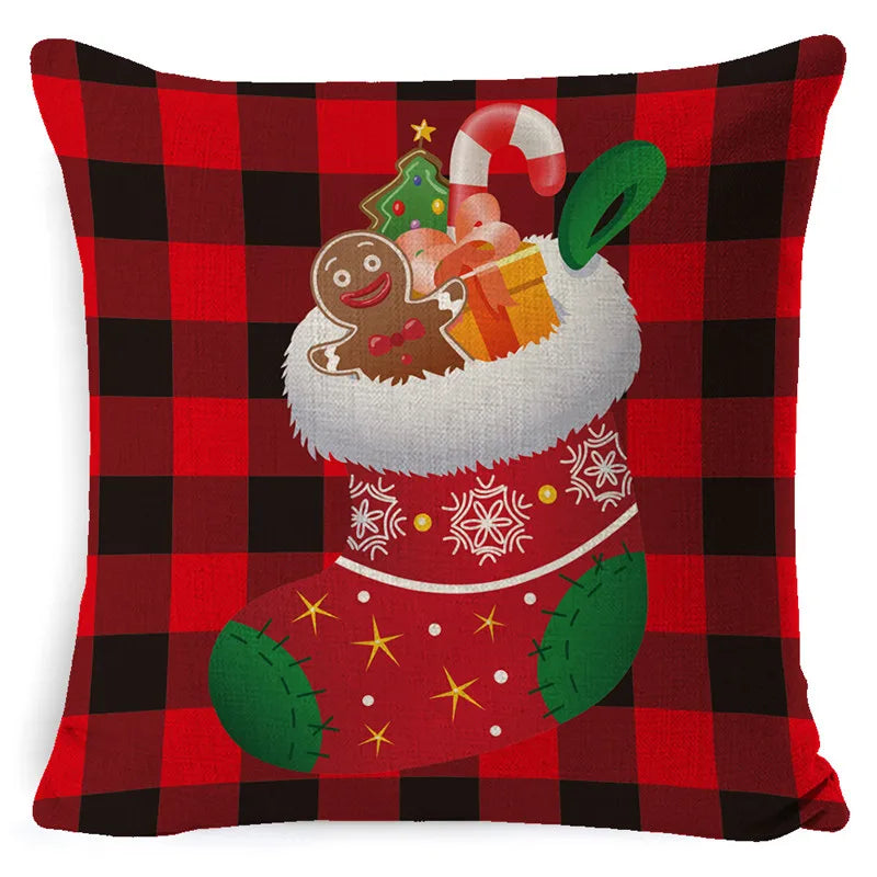 DecorBites™ Christmas Deer Linen Pillow Cover 45x45cm for Home Sofa Decor