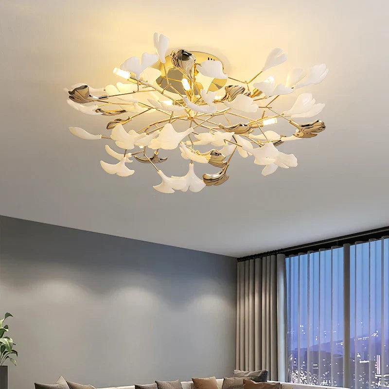DecorBites™ Ginkgo Leaf Bedroom Lamp: Post-modern Romantic Art Ceiling Light for Master Bedroom
