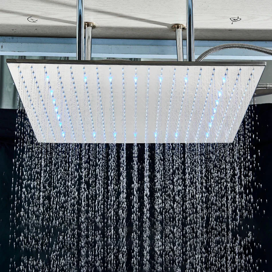 DecorBites™ 24" Chrome LED Rain Shower Head Ceiling Mounted Top Sprayer & Arm
