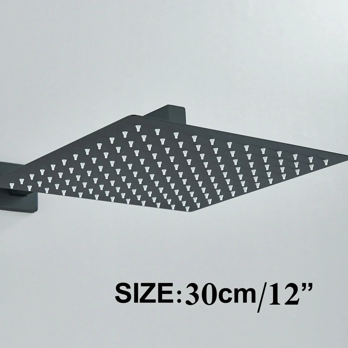 DecorBites™ 12" Matte Black Rainfall Shower Head Set with Shower Arm