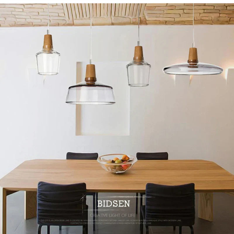 DecorBites™ Glass and Wood Pendant Light for Modern American Retro Dining Loft Decor