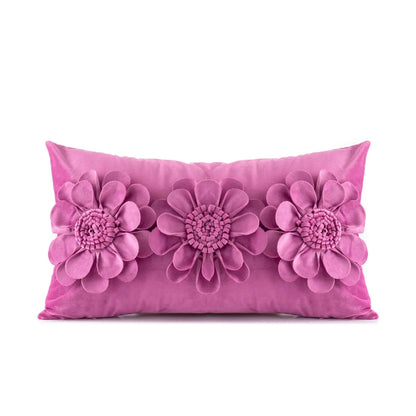 DecorBites™ 3D Velvet Flower Pillow Covers in Yellow Beige 45x45cm