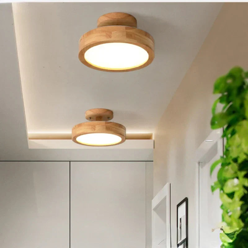 DecorBites™ Circular Wood Ceiling Lamp LED Lighting for Living Room, Bedroom, Hallway, and Bathroom