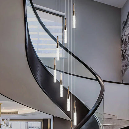 DecorBites™ Crystal Chandelier: Modern Luxury Spiral Staircase Living Room & Bedroom Lighting
