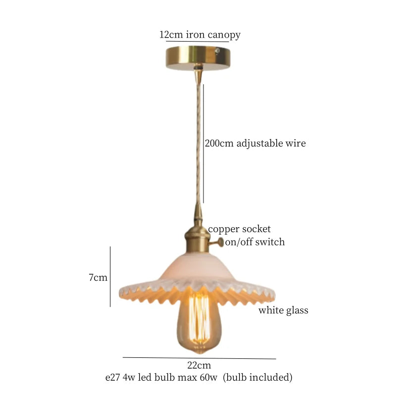 DecorBites™ Brass Glass LED Pendant Lamp for Cafe Bar Restaurant Bedroom Loft