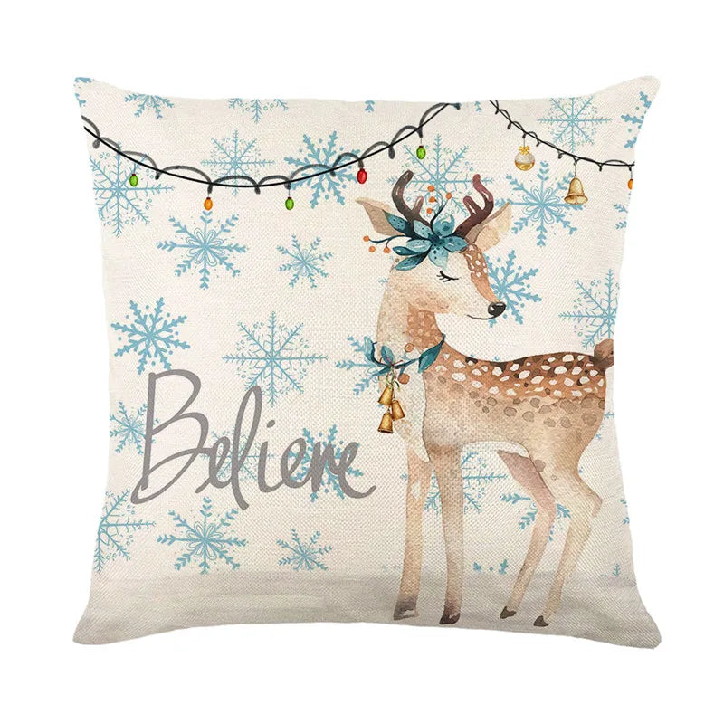 DecorBites™ Christmas Pillowcase Collection - Festive Sofa Decor with Christmas Tree, Elk, Snowman