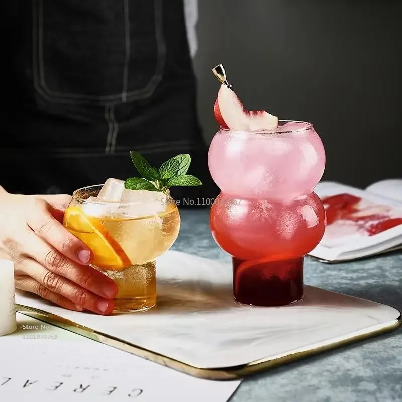 DecorBites™ Gourd Shape Glass Cup Set for Coffee, Whiskey, Wine, Yogurt - 300/520ml