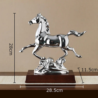 DecorBites™ Golden Horse Mascot Resin Statue Artwork for Aesthetic Room Decor